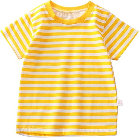 Summer Children's Short Sleeved T Shirt Pure Cotton Boys Girls Single Baby Base Shirt Striped Multi Shirt Clothes in Saudi Arabia