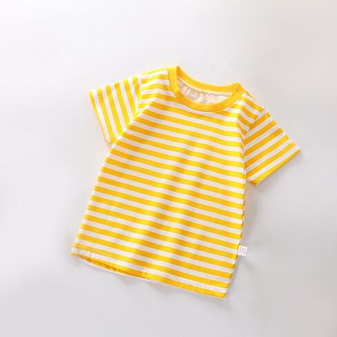 Summer Children's Short Sleeved T Shirt Pure Cotton Boys Girls Single Baby Base Shirt Striped Multi Shirt Clothes in Saudi Arabia