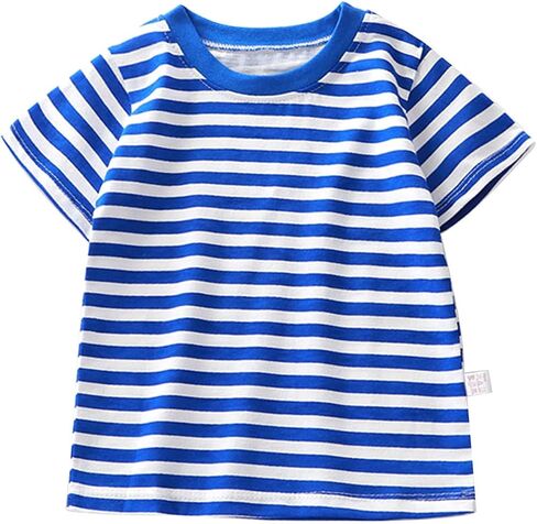 Summer Children's Short Sleeved T Shirt Pure Cotton Boys Girls Single Baby Base Shirt Striped Multi Shirt Clothes in Saudi Arabia