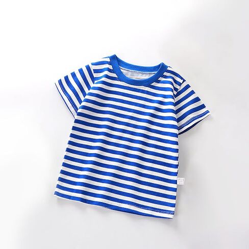 Summer Children's Short Sleeved T Shirt Pure Cotton Boys Girls Single Baby Base Shirt Striped Multi Shirt Clothes in Saudi Arabia