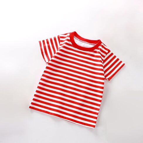 Summer Children's Short Sleeved T Shirt Pure Cotton Boys Girls Single Baby Base Shirt Striped Multi Shirt Clothes in Saudi Arabia