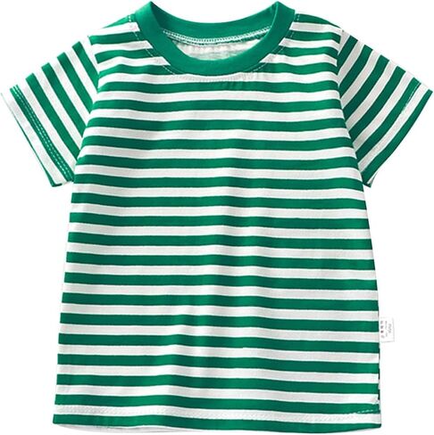 Summer Children's Short Sleeved T Shirt Pure Cotton Boys Girls Single Baby Base Shirt Striped Multi Shirt Clothes in Saudi Arabia