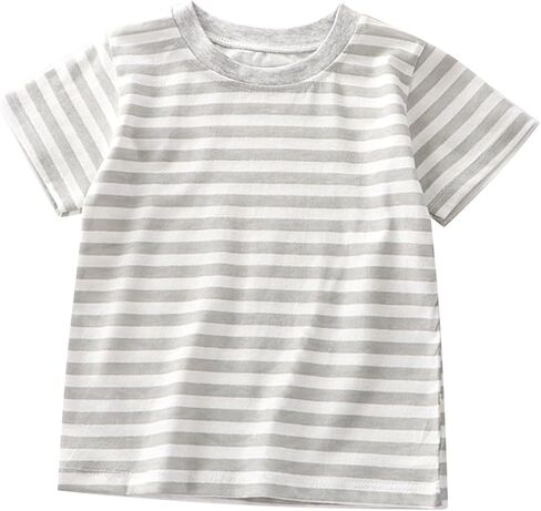 Summer Children's Short Sleeved T Shirt Pure Cotton Boys Girls Single Baby Base Shirt Striped Multi Shirt Clothes in Saudi Arabia
