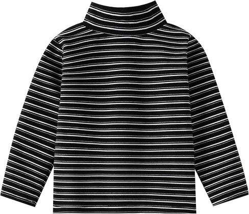 Boys Girls Turtleneck Shirt Long Sleeve Striped Pullover Tee, Winter Fall Soft Casual Undershirt Top Comfort Clothes in Saudi Arabia