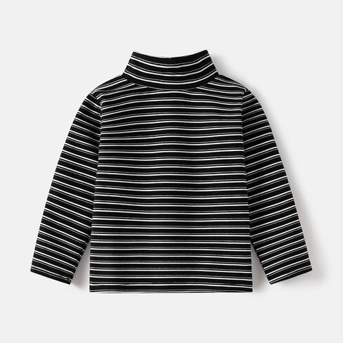 Boys Girls Turtleneck Shirt Long Sleeve Striped Pullover Tee, Winter Fall Soft Casual Undershirt Top Comfort Clothes in Saudi Arabia