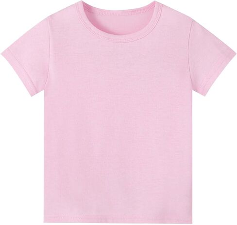 Kids' Tees Crewneck Solid T-Shirts Boys Girls Short Sleeve Toddler Comfort Soft T-Shirt Undershirt Tops in Saudi Arabia