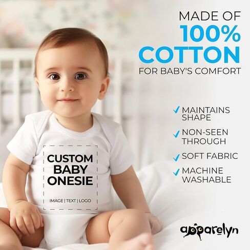 Custom Baby Bodysuit Design Your Own Body suit - Personalized Text Image - Baby Boy & Girl Newborn Romper in Saudi Arabia