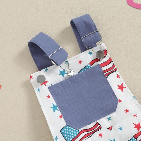 Toddler Baby Boy Girl 4th Of July Outfit Star Stripe Overalls Suspender Shorts Bib Pants Jumpsuit Kids Summer Clothes in Saudi Arabia