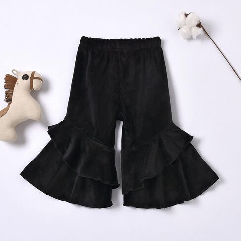 Toddler Baby Girl Fashion Bell Bottom Solid Stretchy Ruffle Leggings Infant Flare Pant Wide Leg Legging Trousers in Saudi Arabia