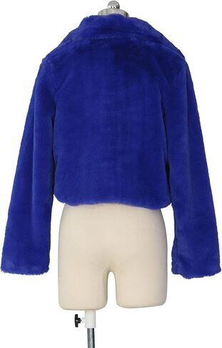JEKE-DG Women's Stylish Solid Notch Lapel Coats Long Sleeve Cropped Cardigan Warm Sweater Faux Fur Soft Winter Outerwear in Saudi Arabia