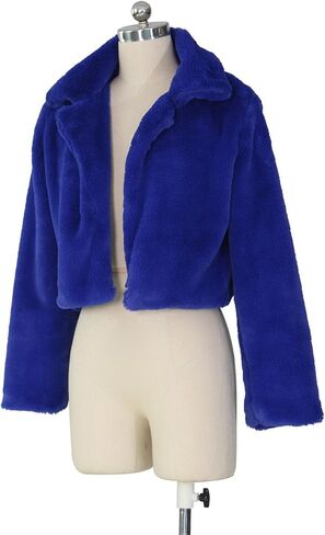 JEKE-DG Women's Stylish Solid Notch Lapel Coats Long Sleeve Cropped Cardigan Warm Sweater Faux Fur Soft Winter Outerwear in Saudi Arabia