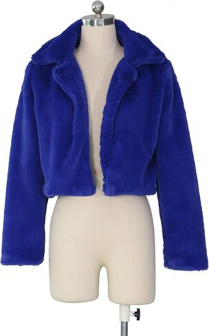 JEKE-DG Women's Stylish Solid Notch Lapel Coats Long Sleeve Cropped Cardigan Warm Sweater Faux Fur Soft Winter Outerwear in Saudi Arabia