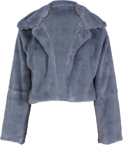 JEKE-DG Women's Stylish Solid Notch Lapel Coats Long Sleeve Cropped Cardigan Warm Sweater Faux Fur Soft Winter Outerwear in Saudi Arabia
