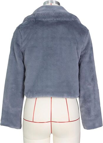 JEKE-DG Women's Stylish Solid Notch Lapel Coats Long Sleeve Cropped Cardigan Warm Sweater Faux Fur Soft Winter Outerwear in Saudi Arabia
