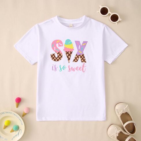 KEKEMI Toddler Girl Birthday Outfits 2nd 3rd 4th 5th 6th 7th Ice Cream Birthday Shirts Tutu Skirt Set Cake Smash 2Pcs Outfit in Saudi Arabia