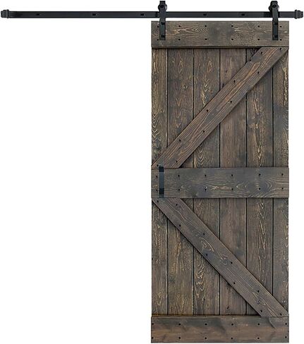K Series 36in x 84in Smoky Gray Finished Solid Wood Barn Door with Hardware Track - Assembly Needed in Saudi Arabia