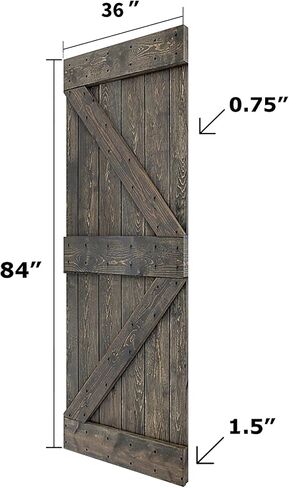 K Series 36in x 84in Smoky Gray Finished Solid Wood Barn Door with Hardware Track - Assembly Needed in Saudi Arabia