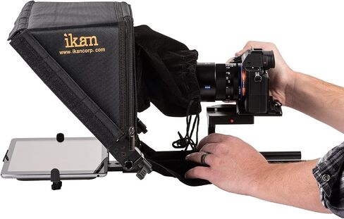 Ikan Elite Generation 2 Universal Large Tablet Teleprompter for Surface Pro & Ipad Pro, Beam Splitter 70/30 Glass w/Rolling Case (PT-ELITE-V2-TK) - Black in Saudi Arabia
