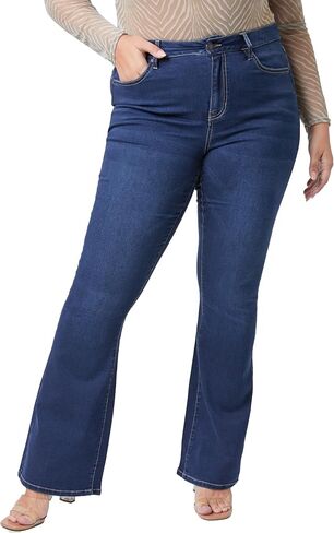 YMI Women's Plus Size Hyperdenim Super Stretchy Flare Jeans in Saudi Arabia