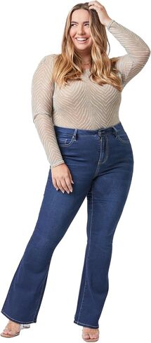 YMI Women's Plus Size Hyperdenim Super Stretchy Flare Jeans in Saudi Arabia