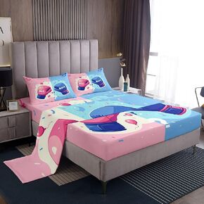 Erosebridal Boxing Kids Sheet Sets, Gender Reveal Theme Bed Sheets Set for Baby Toddler Party Decor, Blue Pink Boxing Gloves Bed Set Cute Balloon Sheets for Bedroom, King Size 4 Pieces in Saudi Arabia