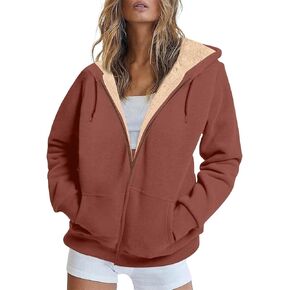 Heated Jackets for Women Zip Up Long Sleeve Hoodies with Pockets Fleece Sherpa Lined Fall Winter Coats