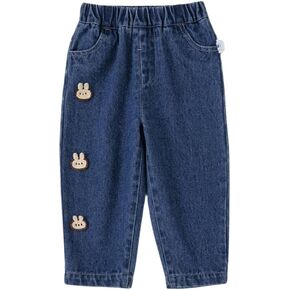 Irsutey Toddler Baby Girl Jeans Kids Casual High Waisted Pant Trendy Cartoon Straight Denim Jean 2024