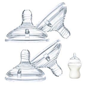 4-Count Silicone Bottle Nipples for Tommee Tippee Natural Start Anti-Colic Bottles & Advanced Anti-Colic Bottles & Closer to Nature Bottles, Breast-Like, Anti-Colic Valve, Medium Flow, 3m+