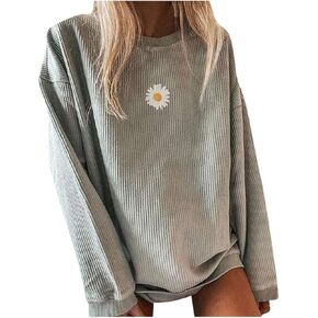 Womens Oversized Crewneck Pullover Sweatshirts Workout Tops Fall Long Sleeve Drop Shoulder Casual Loose Tunic Blouses