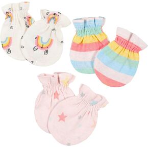 3-Pack Baby Girls Rainbow No Scratch Mittens
