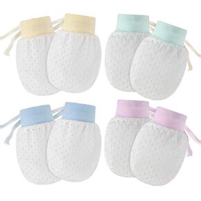 Breathable Baby Anti Scratching Gloves, 4 Pair Baby Mesh Gloves, Newborn Face Scratch Mittens for 0 to10 Months (Colorful)