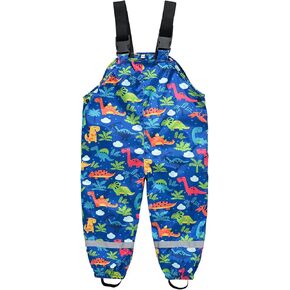 Toddlers Boys Girls Rain Bib Pants Raincoat Mudproof Windproof Reflective Strips Rainsuit Outwear Trousers