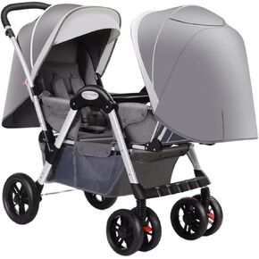 WIGSELBL Tandem Double Stroller for Infant & Toddler, Lightweight Twin Stroller with Aluminum Frame, Storage Basket & High Landscape Design for Twins Side by Side (Color: Pink)