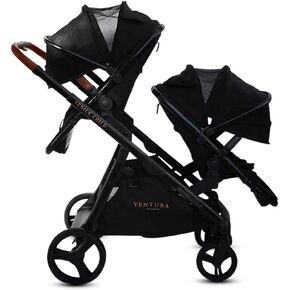 Venice Child Midnight Ventura Single to Double Sit-and-Stand Stroller & 2nd Toddler Seat (Package # 3)