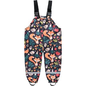 Toddlers Boys Girls Rain Bib Pants Raincoat Mudproof Windproof Reflective Strips Rainsuit Outwear Trousers