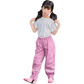 Kids Boys Girls Rainwear Pants Raincoat Lightweight Elastic Waist Rainproof Windproof Mudproof Outdoor