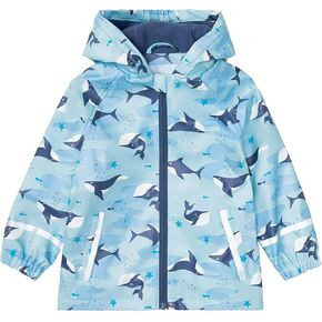Toddler Boys Girls Rainproof Jacket with Hood Reflective Stripe Rain Jacket Mudproof Windproof Outdoor