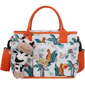 Multifunctional Cute Diaper Bag Tote,Nappy Changing Bag Satchel Messenger Bag Travel Mummy Bag with Stroller Straps