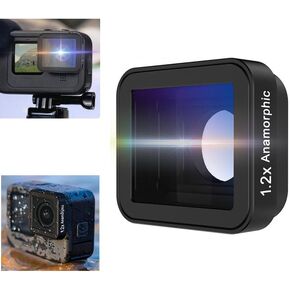 1.2x عدسة بصرية مشوهة لـ GoPro Hero 13 12 11/11 Mini 10 9 Black ، Magnetic Design HD Movie Movie ، التأثير السينمائي العريضة ، Flare Blue ، Shooting Vlog