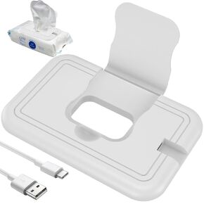 HOTBEST Baby Wipe Warmer, Wet Wipe Warmer, Thermostat Baby Diaper Wipe Warmer, Even Fast Heating Heated, Portable USB Powered Wet Wipes Heater for Car Home Travel Baby Nursery (White)
