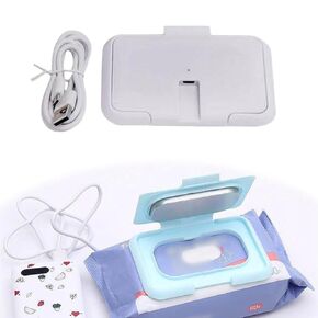 Portable Wet Wipe Warmer for Babies, USB Baby Wipe Warmer, Wipe Heater Wet Tissue Heater Evenly Overall Heating Silence, Makeup Wipe Warmer for Car Travel Home Baby Nursery (White)