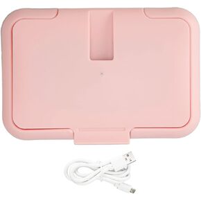 Baby Wipe Warmer Constant Temperature Evenly Heating Portable USB Wet Wipe Heater Pink