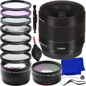 Ultimaxx Advanced Panasonic Leica DG Summilux 9mm f/1.7 ASPH. Lens Bundle - Includes: 0.43x Wide-Angle Lens Attachment, 3PC Protective Filter Kit, 4PC Close-Up Filter Kit & Much More (17pc Bundle)