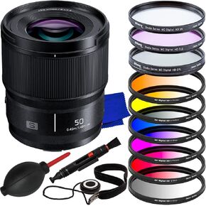 Ultimaxx Essential Panasonic Lumix S 50mm f/1.8 Lens Bundle - Includes: 6PC Gradual Color Filter Kit, 3PC Protective Filter Kit (UV, CPL, FLD), Universal Lens Cap Keeper & More (17pc Bundle)