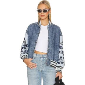 Free People Team Spirit Jacket Stone Blue MD (Women's 8-10) in Saudi Arabia