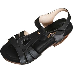 Womens Block Heel Slides Heeled Sandals Cutout Open Toe Ankle Strap Adjustable Buckle Dressy Platforms Wedding Party