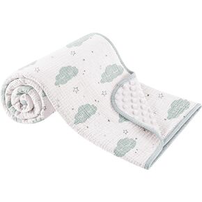 Susurration Baby Blanket for Unisex Boys Girls, Soft Fluffy Crib Blankets with Muslin Cotton Front and Dotted Fleece Back, Receiving Blanket for Baby Newborn Infant, 30x40inch (Dinosaur)