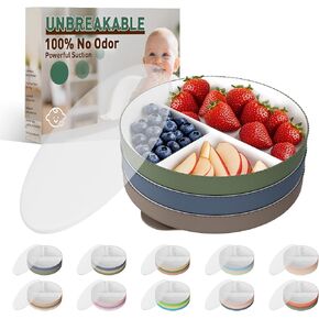 3 Pack Toddler Plates Silicone Divided Suction Plate for Babies Food-Grade Silicone Unbreakable Baby Plate Pink