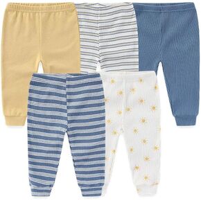 Unisex Baby 5-Pack Long Pants Boys Girls Toddler Cotton Shorts Gift Set