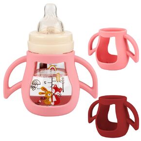 Silicone Sleeves with Handles for Mam Glass Bottle, 2 Pack Anti Breakage Baby Bottle Holder, 5oz